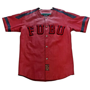 Vintage Extremely RARE FUBU Red Leather Series Collection Jersey Rap Hip Hop